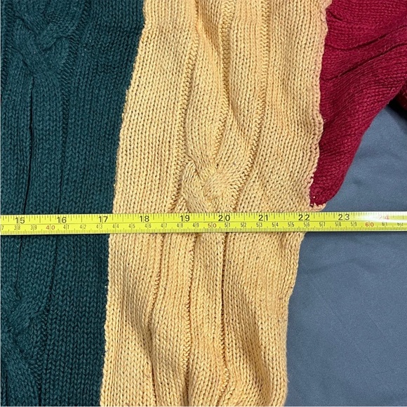 Nautica Vertical Colorblock Jumper Men Medium Crewneck Sweater Cable Pullover - Picture 5 of 13